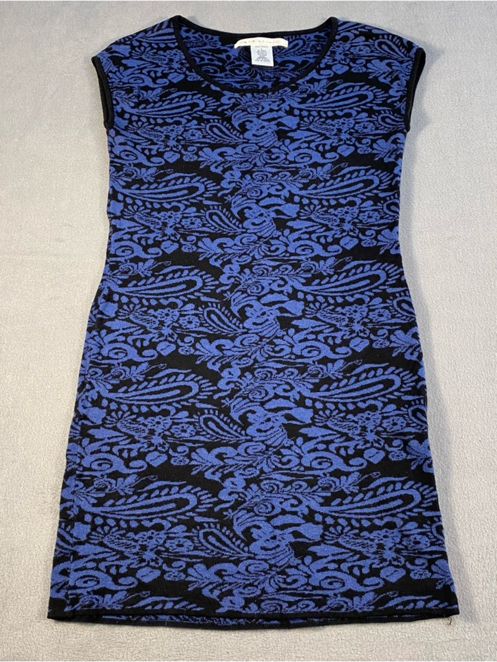 Max Studio women’s Blue & Black Paisley PrintSleeveless Knit Sheath Dress,size L
